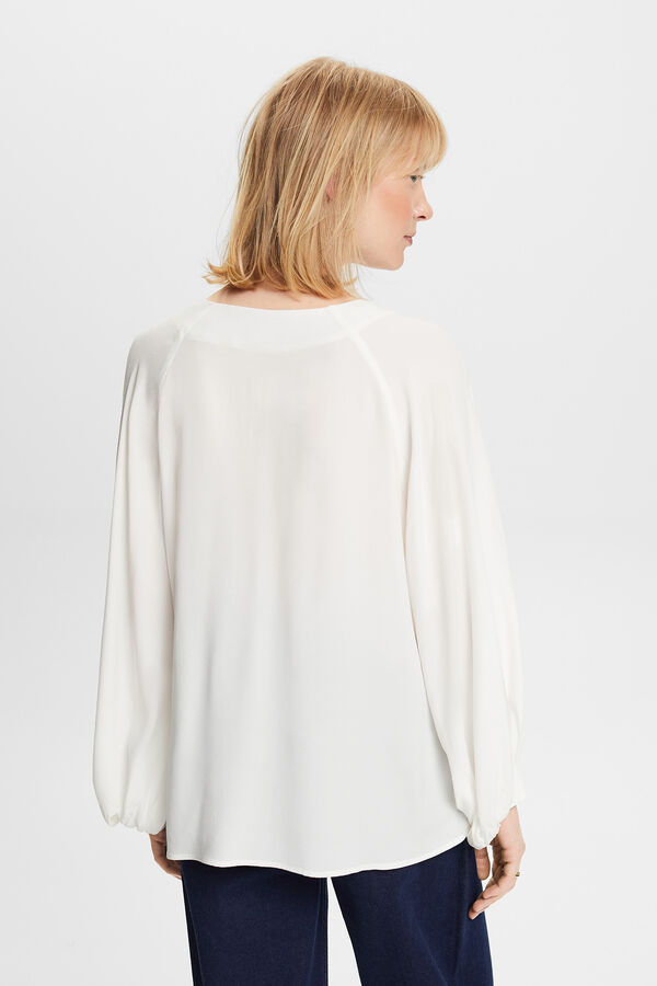 Cortefiel Blusa satinada con viscosa Blanco