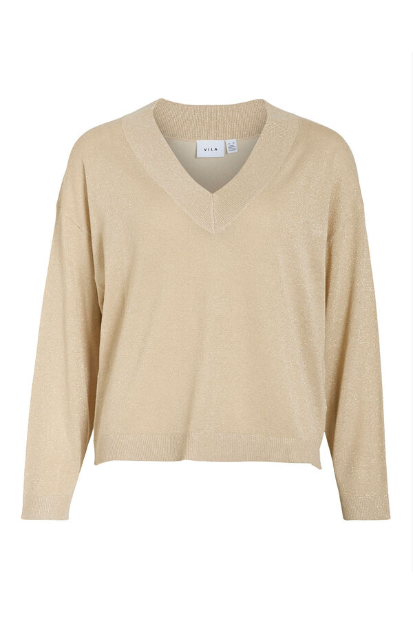Vila Jersey de punto con glitter Beige