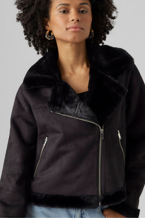 Vero Moda Blus&atilde;o de veludo com fecho-&eacute;clair para mulher Preto
