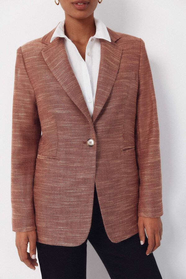 Cortefiel Blazer de tecido texturizada Laranja