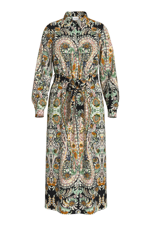 Vila Vestido camisero midi estampado Negro