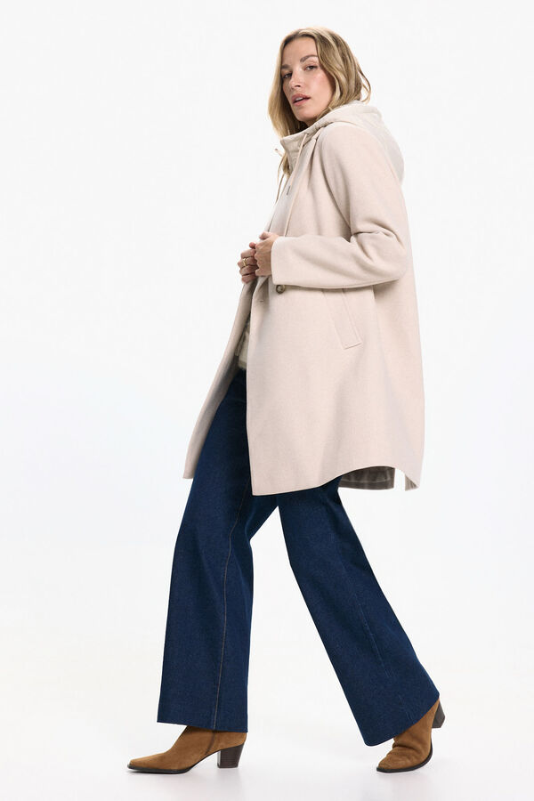 Vero Moda Abrigo largo de pa&ntilde;o con forro extraible Beige