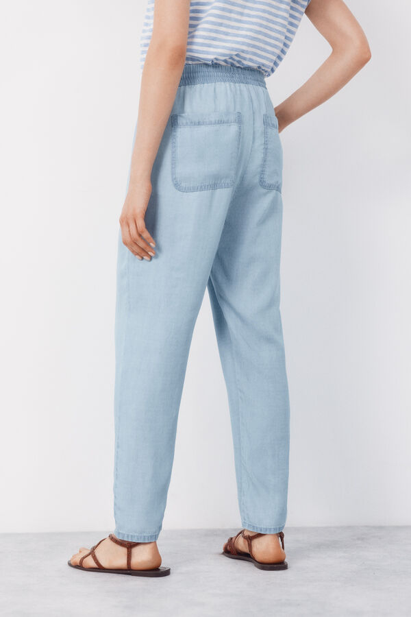 Cortefiel Pantalones Fluidos Tencel Azul oscuro