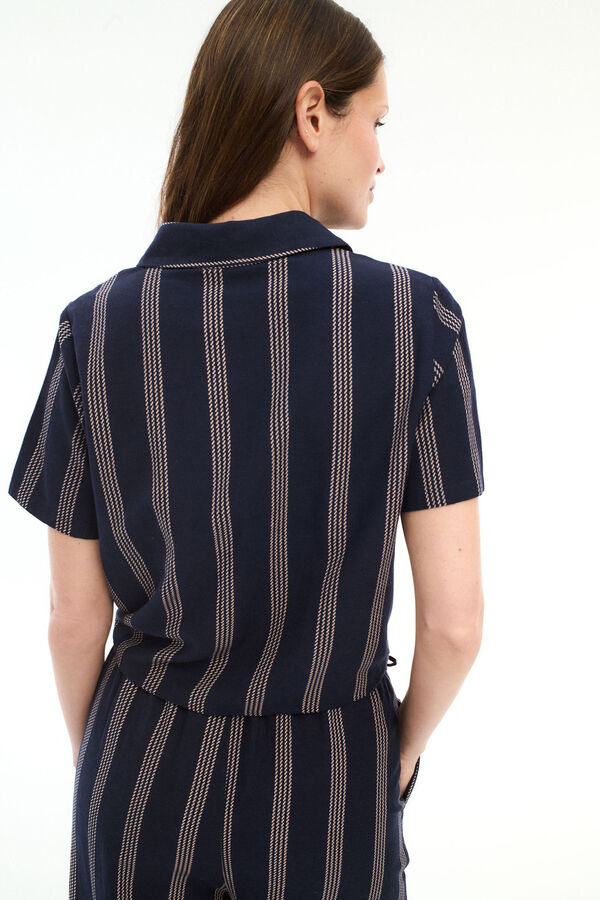 Vila Camisa estampado com nó Azul