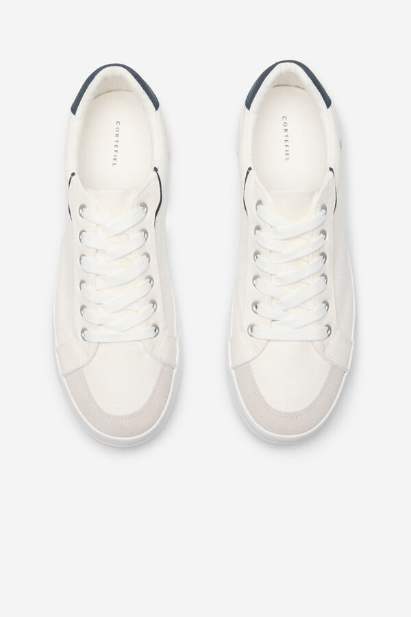 Cortefiel Zapatilla textil y piel Blanco