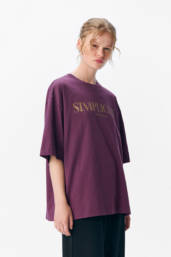 Object Camiseta estampada texto Morado