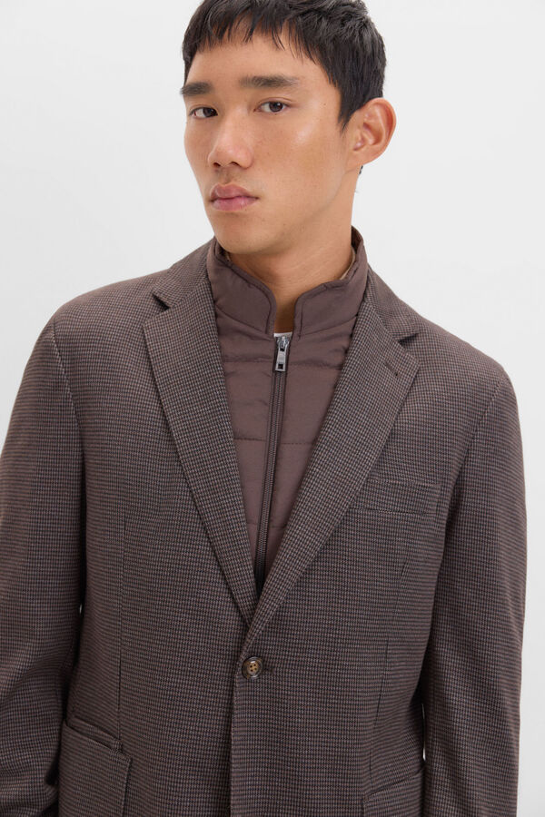 Cortefiel Blazer de malha com debruns remov&iacute;veis Castanho