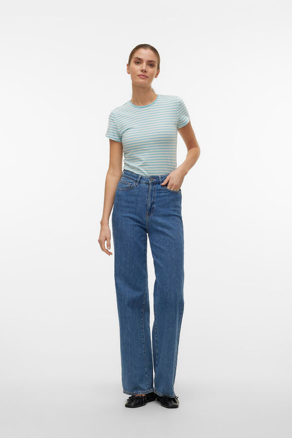 Vero Moda T-shirt de manga curta &agrave;s riscas Azul