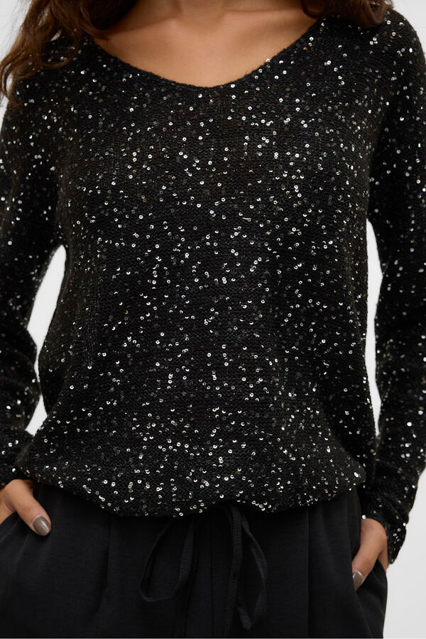 Vero Moda Jersey de lurex y lentejuelas Negro
