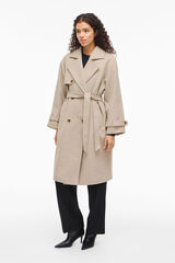 Vila Abrigo de pa&ntilde;o largo anudado Beige