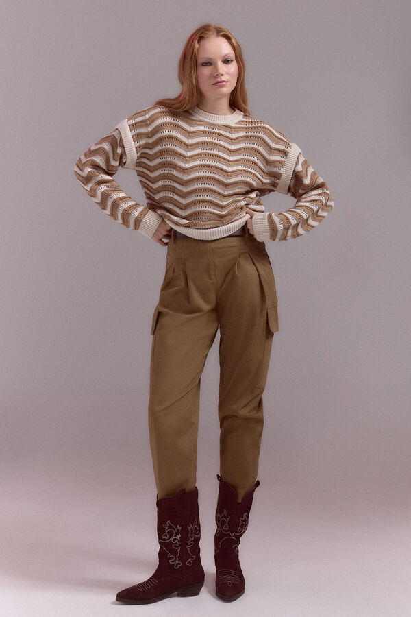 Slowlove Jersey estrcuctura onda bicolor Marfil