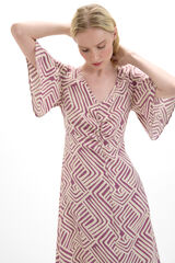 Cortefiel Vestido estampado detalle frunce Estampado granate