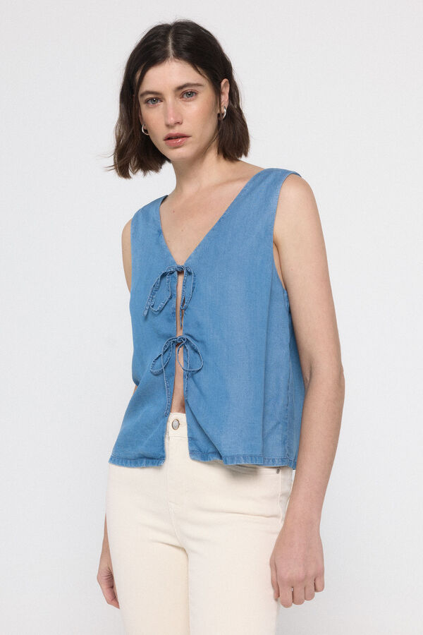 Vero Moda Top denim fluido Azul