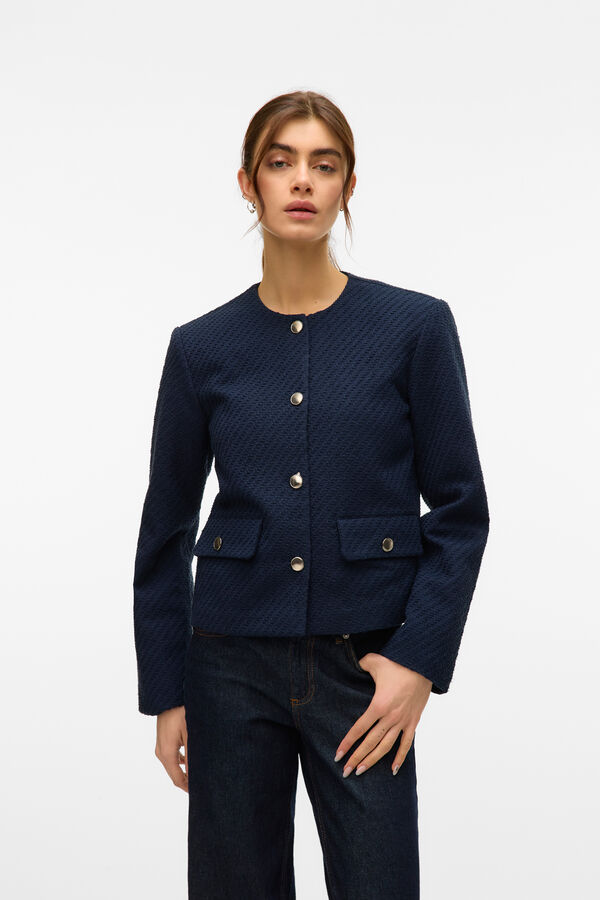 Vero Moda Chaqueta corta de Tweed Azul marino