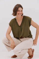 Cortefiel Blusa com detalhe canelado Verde