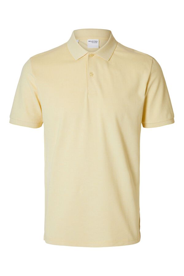 Selected Polo Slim Fit de manga curta confeccionada em algodão orgânico Dourado