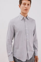 Cortefiel Camisa xadrez de algod&atilde;o tencel Cinzento