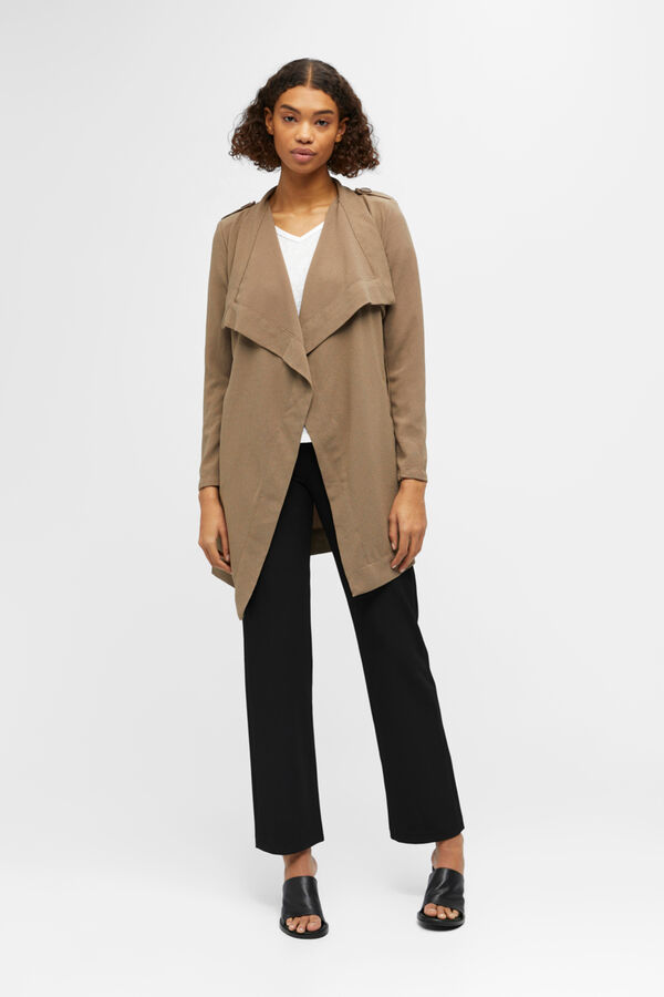 Object Chaqueta con cintur&oacute;n Marr&oacute;n oscuro