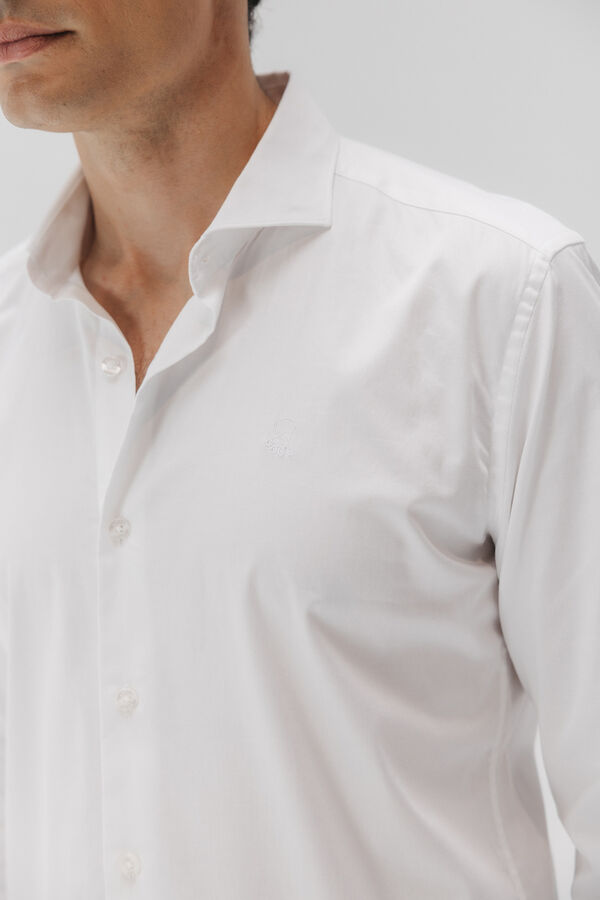 elPulpo Camisa vestir popel&iacute;n el&aacute;stico Blanco