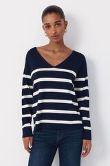 Cortefiel Camisola de malha decote bico Azul