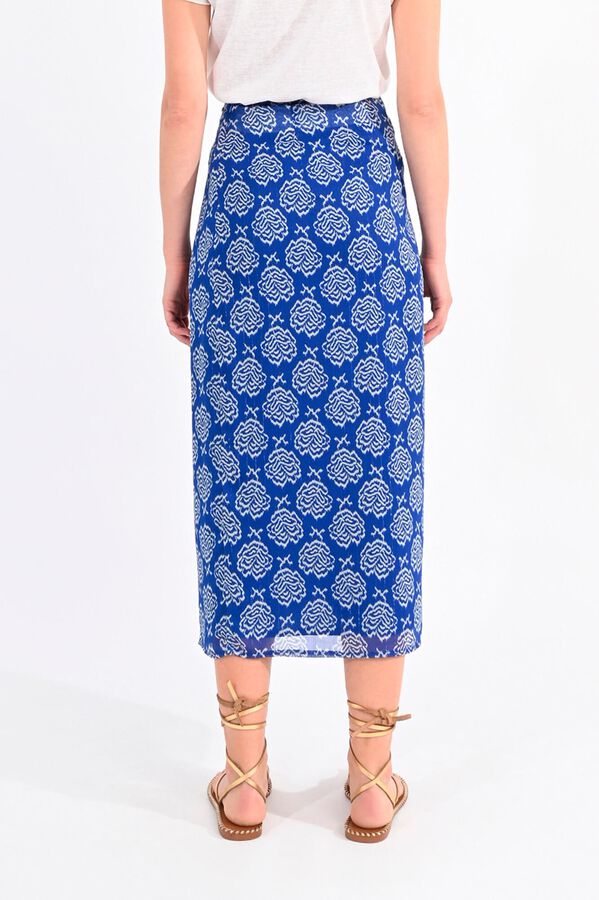 Molly Bracken Saia comprida com estampado e la&ccedil;ada Azul