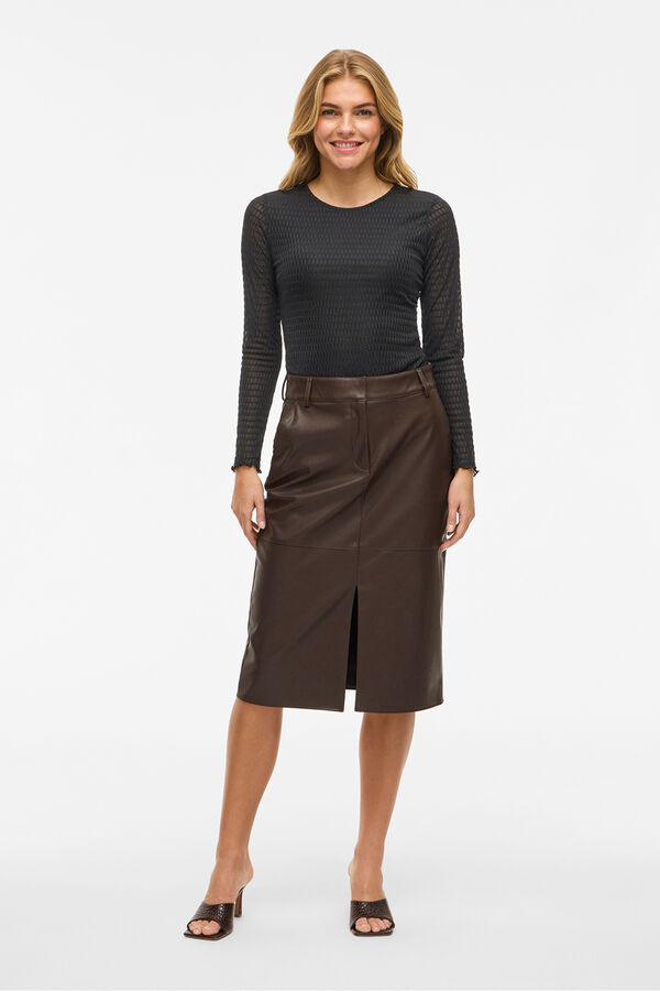 Vila Top de manga larga con textura Negro