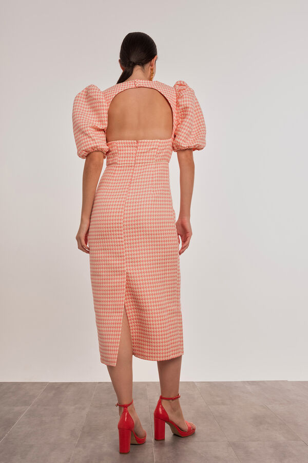 Dolores Promesas Vestido midi lapiz manga abullonada Rosa