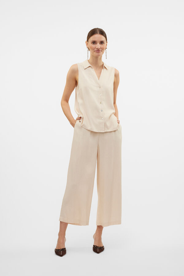 Vero Moda Top flu&iacute;do com gola em bico Cinzento