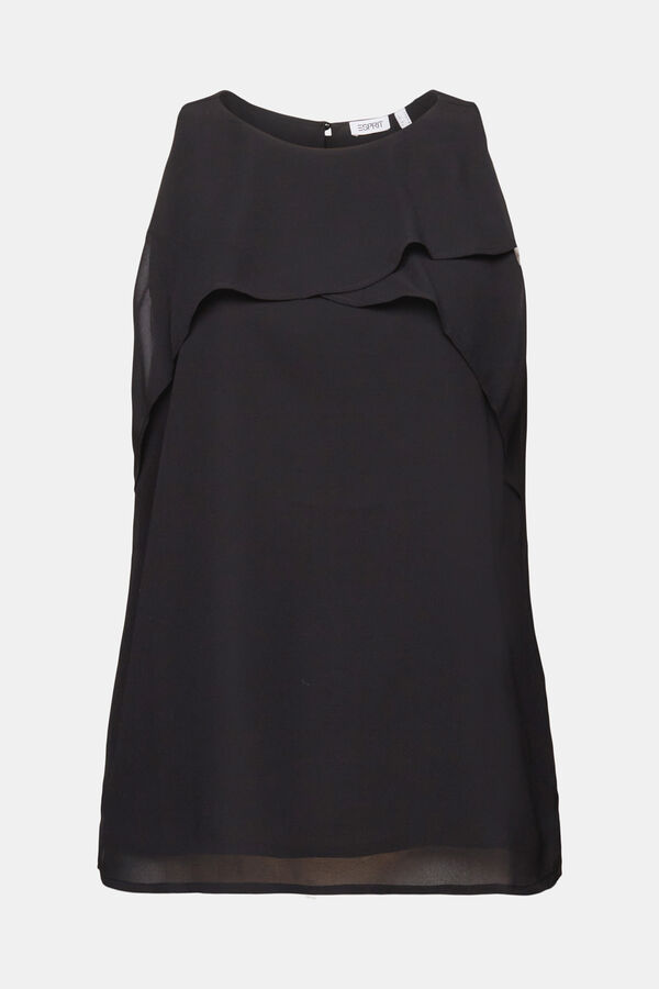 Esprit Blusa sin mangas chif&oacute;n monocolor Negro