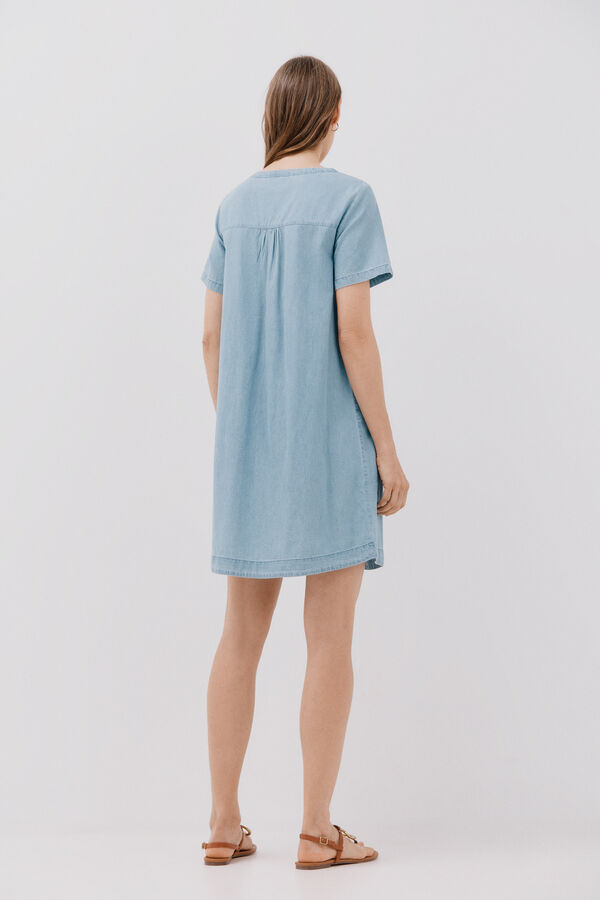 Cortefiel Vestido vaquero bordado Azul oscuro