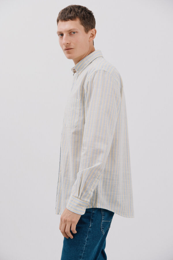 Cortefiel Camisa riscas em chamas Amarelo