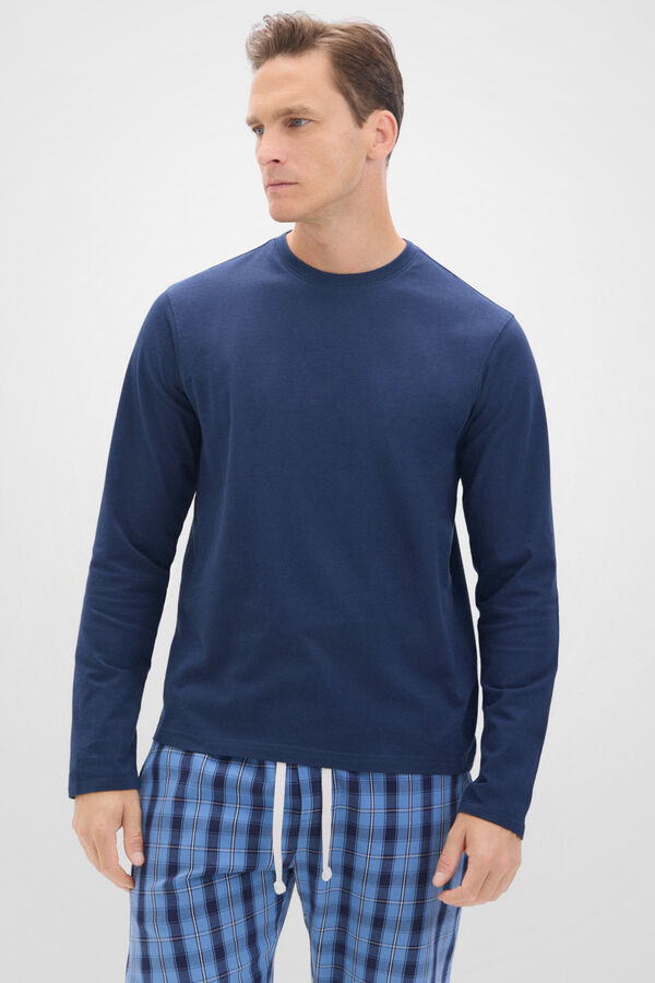 Cortefiel Set de pijama punto y tela Azul