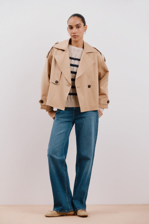 Cortefiel Gabardina corta Beige