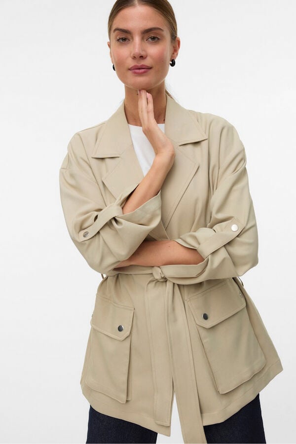 Vero Moda Chaqueta fina cuello de solapa Marr&oacute;n