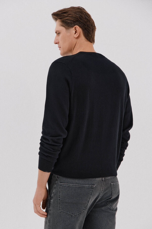 Cortefiel Jersey algod&oacute;n cashmere cuello caja Negro