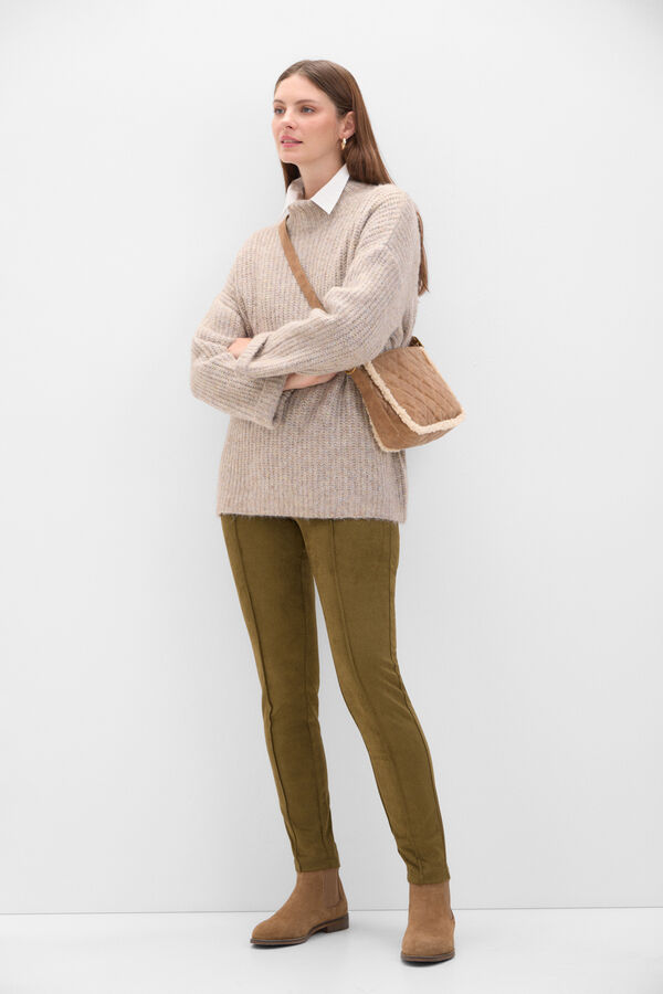 Cortefiel Legging de efeito camur&ccedil;a Verde