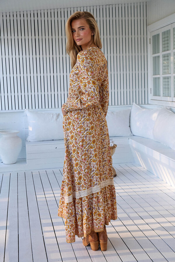 Jaase Vestido maxi Sabrina estampado Beige