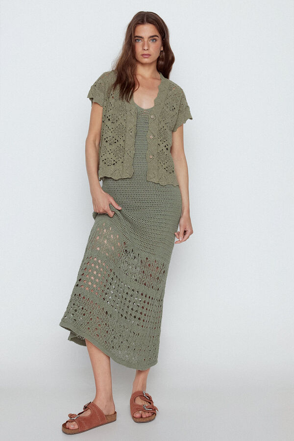 Slowlove Vestido punto tirantes Verde oscuro