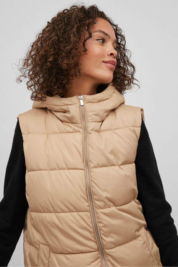 Vila Chaleco de mujer acolchado Beige