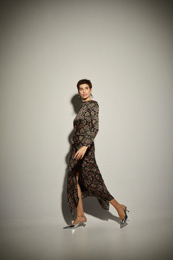 Dolores Promesas Vestido com estampado floral em preto Cinzento