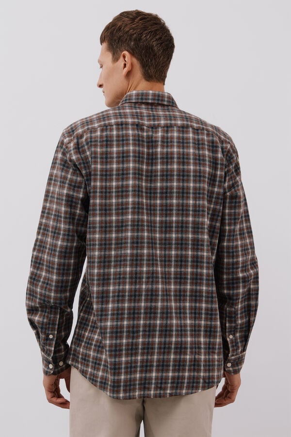 Cortefiel Camisa cuadros Tencel Gris