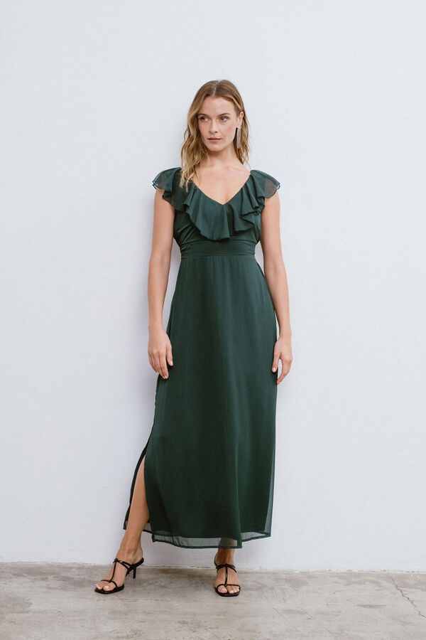 Vila Vestido de festa longo em chiffon Verde