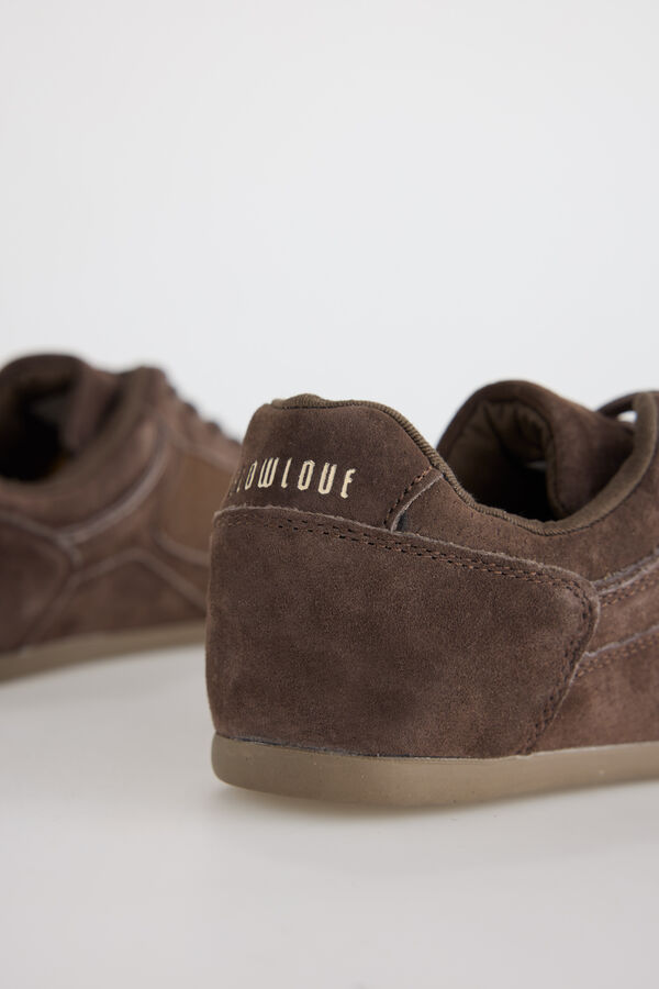 Slowlove Zapatilla serraje y pelo Marr&oacute;n