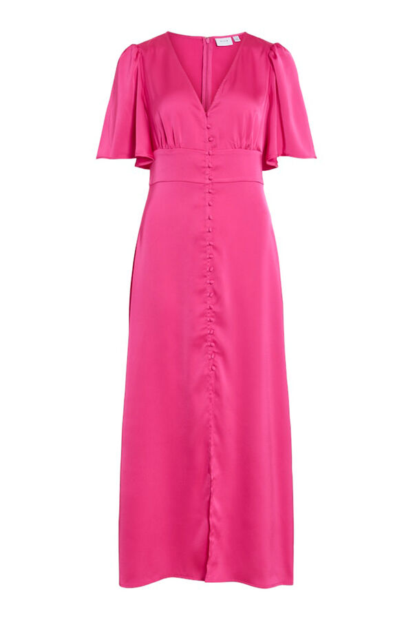 Vila Vestido midi satinado de fiesta Fucsia