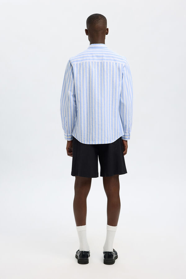 Selected Camisa de linho de manga comprida Azul