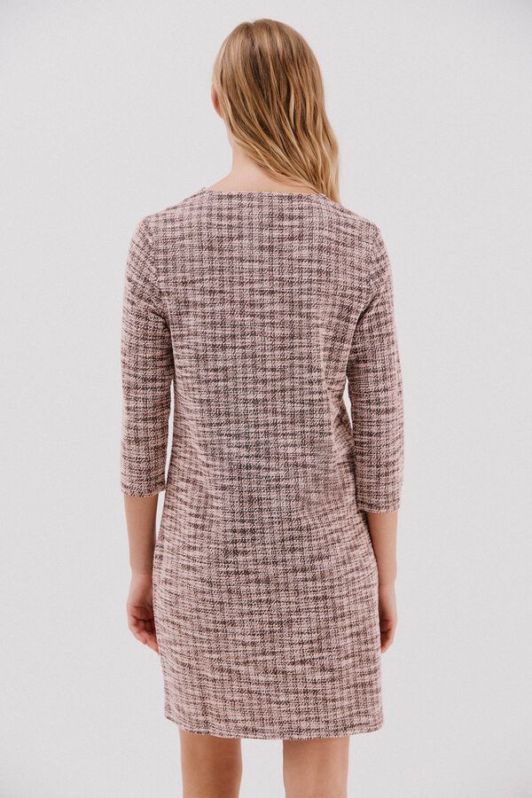 Cortefiel Vestido curto de tweed Castanho