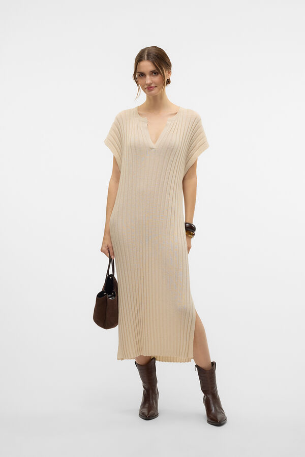 Vero Moda Vestido midi canalé Gris