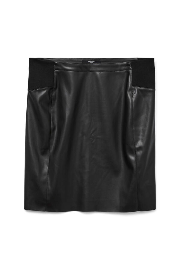 Vero Moda Curve Falda efecto piel talla grande Negro