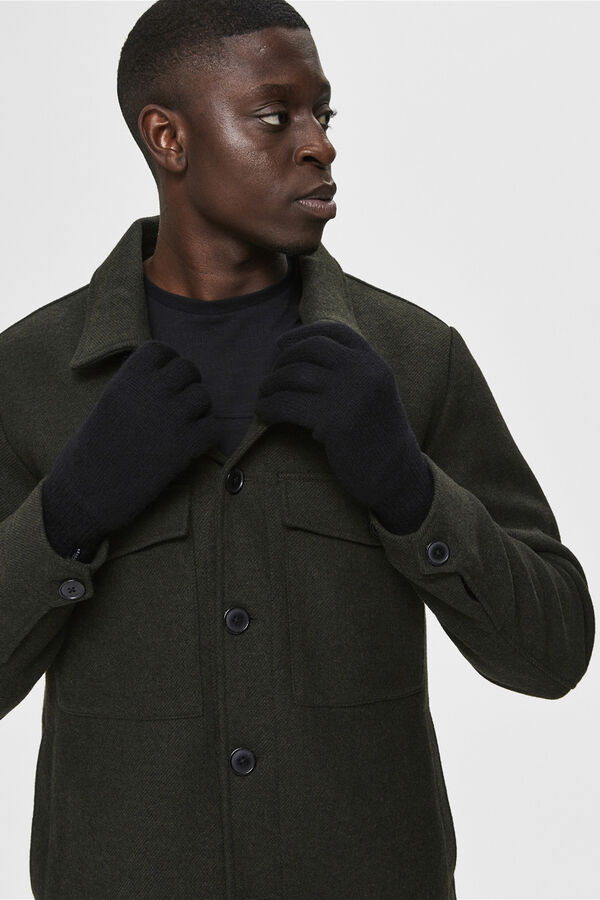 Selected Luvas confeccionadas com L&atilde; RWS. Preto