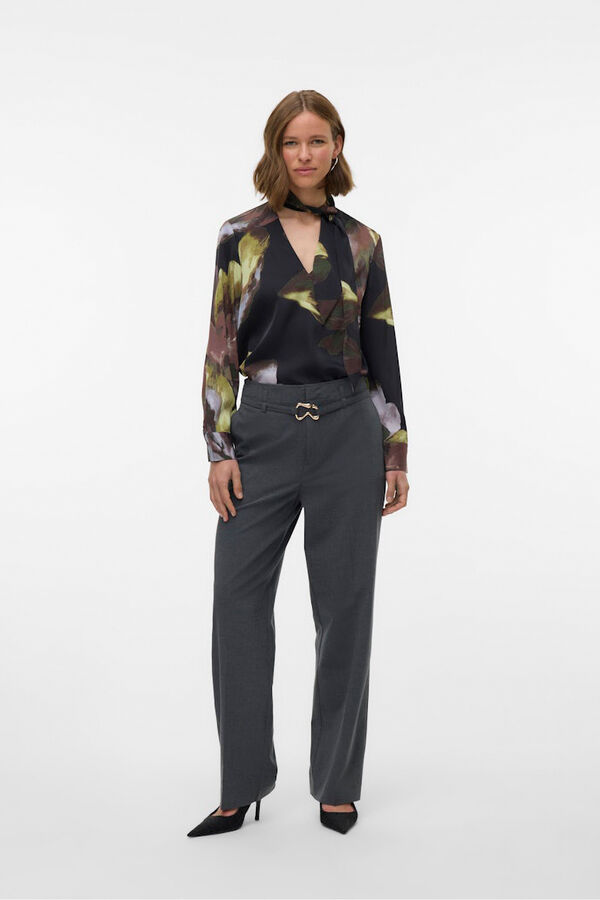 Vero Moda Camisa de manga comprida com la&ccedil;ada gola Preto
